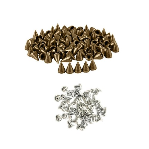 100pcs Cone Punk Rivets Metal Spikes Decorative Studs for Belt Bag Leathercraft - 第 5/25 張圖片