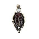 Red Fire Labradorite Gemstone Rainbow Moonstone Copper Wire Wrap Pendant Jewelry