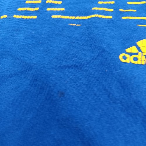Adidas Shirt Boy's Large Blue Repeated Logo Short Sleeve - Picture 7 of 8