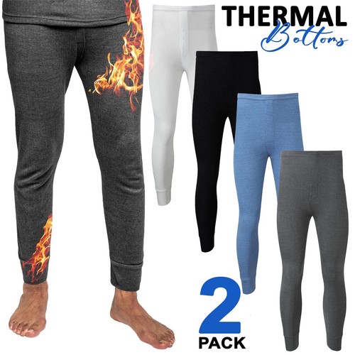 2 Pack Mens Thermal Trousers Warm Long Johns Baselayer Bottoms