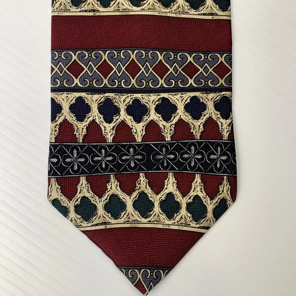 Gravata masculina de seda MEETING STREET tamanho 4 x 58 azul borgonha gravata jacquard igreja - Imagem 2 de 4