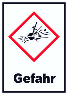 Schild Instabile explosive Stoffe Gefahr Explosion hochkant