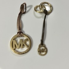 Michael Kors Keychain Hang Tag Key Fob Bag Charm Gold Tone Loop Strap 2 Pcs