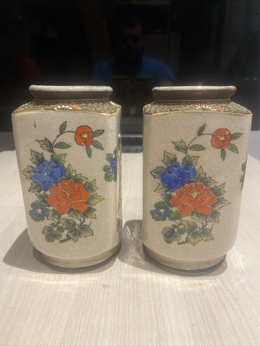 Rare Ancien Lot De 2 Pot En Porcelaine Chinois - Foto 4 di 5