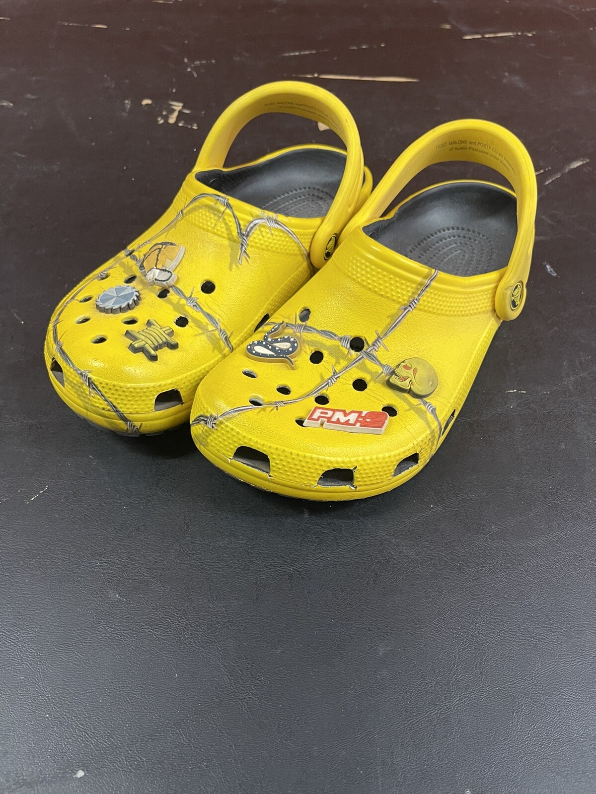 Post Malone Yellow Barbed Wire Crocs Gem