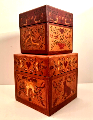 Juego de 4 cajas vintage de Bob's arte primitivo recuerdo anidación cajas - Imagen 6 de 10