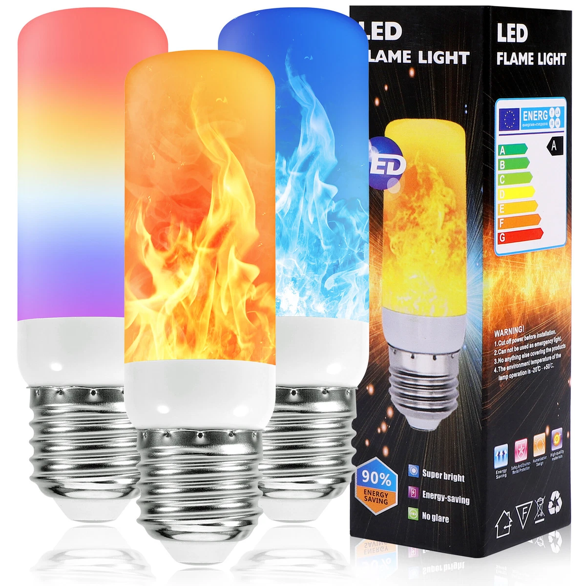 Flicker Flame 3 Modes Fire Effect E27 LED Simulated Light Bulb E12 E14 B22 Lamp