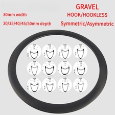700C Gravel Road Bike Carbon Rims 30mm Width Clincher Tubeless Hook Hookless
