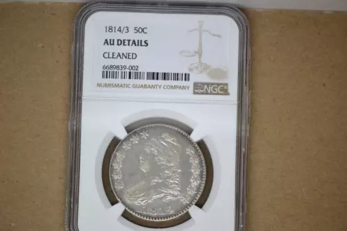 1814/3 Bust Half Dollar- NGC AU Details.  Cleaned.  Lovely RARE DATE!