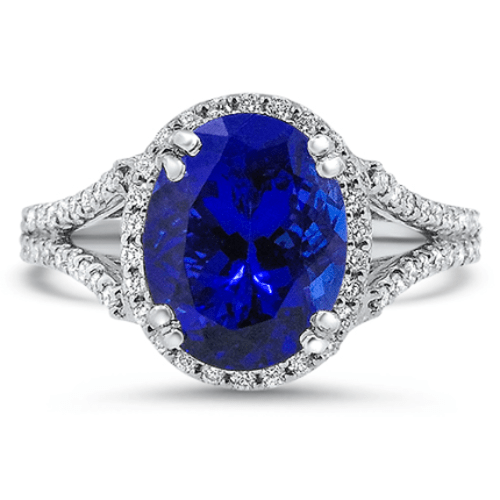 Anillo de diamantes de tanzanita natural certificado de 5,50 quilates oro blanco sólido de 14 K - Imagen 1 de 2