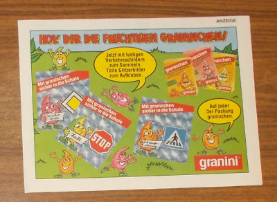 Rare Advertising GRANINI GRANINCHEN Road Signs Glitter Pictures Stickers 1992