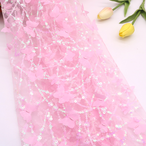 Pailletten Schmetterling Netzstoff Spitze Bestickt Glänzend für Kleid Party Mode - Bild 16 von 22