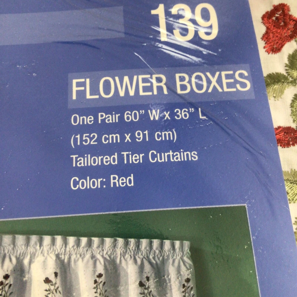 Embroidered Floral 3-Piece Tier & Valance Set ~ Designables - Flower Boxes - Image 2 of 4