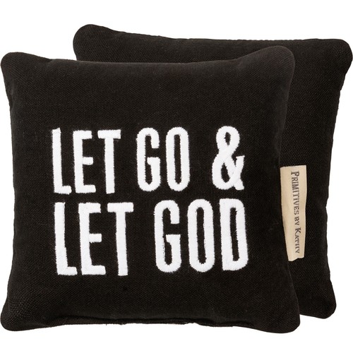 " Let Go & Let God"   6" x 6" Mini Pillow - Inspirational - Bild 3 von 4