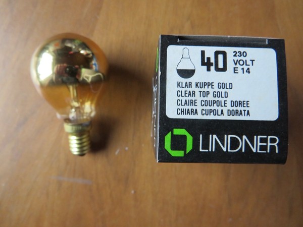 Lindner Tropfen Decor P Gold Innen & AußEn Kopfspiegel E14 40W Kuppenverspiegelt-image