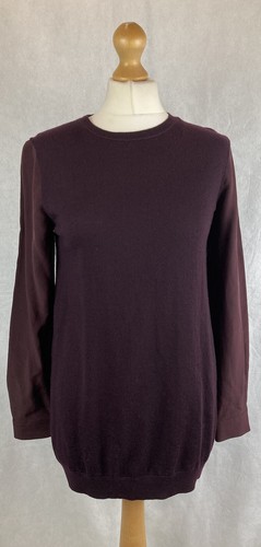 Túnica Top Cos Tinto Oscuro Lana Merino Mangas Largas de Seda Larga Tejida XS A90 - Imagen 9 de 10