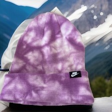 Nike Beanie Cuffed Knit Winter Hat Adult Unisex Terra Tie Dye Soft Purple White