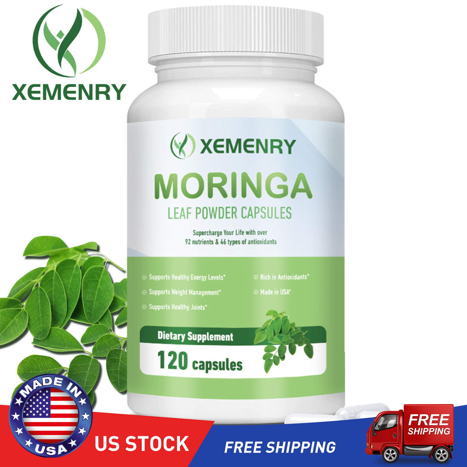 Moringa Capsules 1000mg-Weight Loss, Boost Metabolism, Energy and Overall Health
