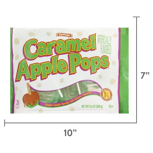 (2 Pack) Tootsie Caramel Apple Pops, 9.4 Oz & Green Apple 7.5 oz.Best
