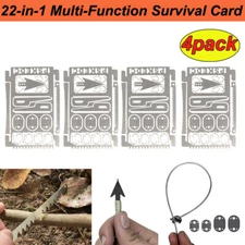 4pcs Survival Card 22 in 1 Multi-Function Fish Hook Arrow Saw Blade Lures/ Snare