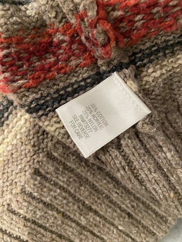 Sonoma Size XL Brown Striped Short Sleeve Knit Open Front Cowl Neck Cardigan - Picture 9 of 12