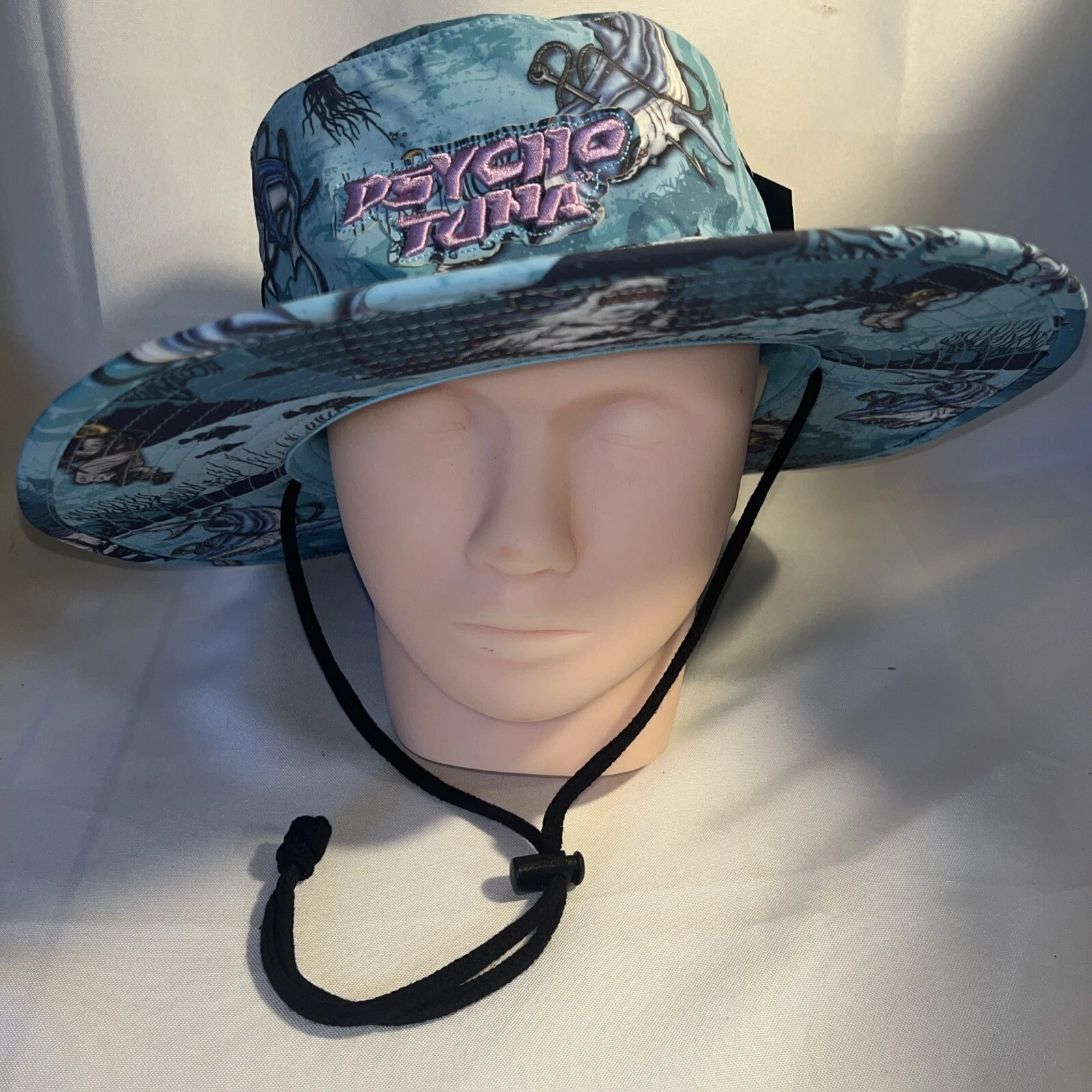 Men’s SHARK Fishing Hat Sun BOONIE BUCKET ONE SIZE Psycho Tuna