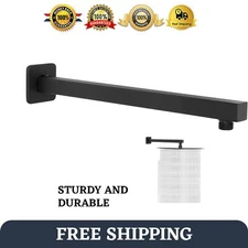  Matte Black Shower Arm Extension with Flange and Teflon Tape, 16 Inch