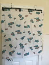 Vintage Baby Blanket Teddy Bears Balloons 36" x 40" White Blue Pink Crib New