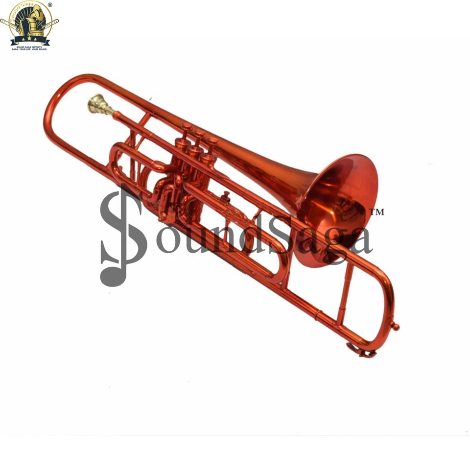 Trombón de válvula SOUND SAGA paso Bb incluye boquilla y estuche de transporte (ROJO) Foto 2 de 4