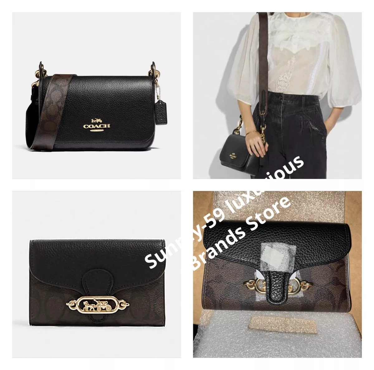 Coach, Bags, Coach Jes Black Leather Crossbody And Matching Id Card  Holder