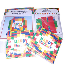Building Blocks L Happy Birthday Party Supply Set Decoration Kit Napkins Banner