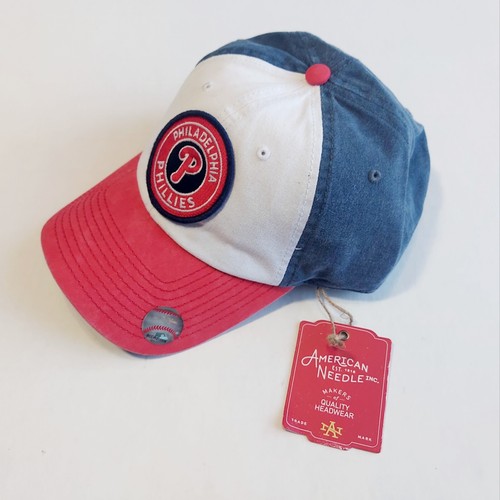 Philadelphia Phillies American Needle Hat Strapback Red Blue White Dad Cap Patch - Picture 2 of 7
