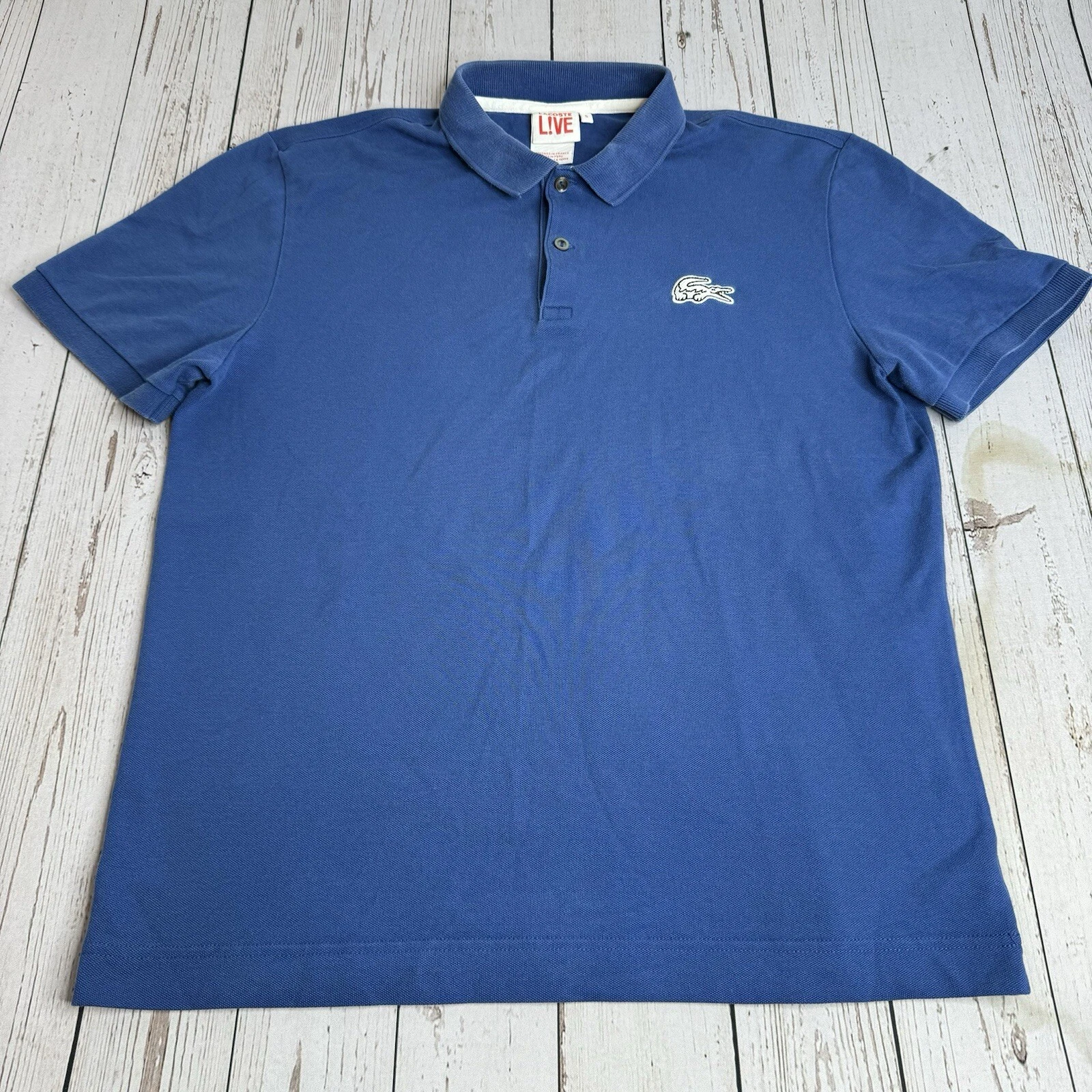 Lacoste Live White Crocodile Logo Short Sleeve Polo Shirt Mens Size 5 Blue