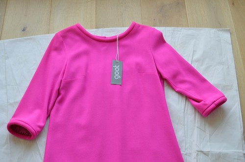 GOAT Hot Pink 100% Wool Mid Sleeve Back Zip LOLA Dress Womens UK 8 US 4 BNWT New - Picture 2 of 8
