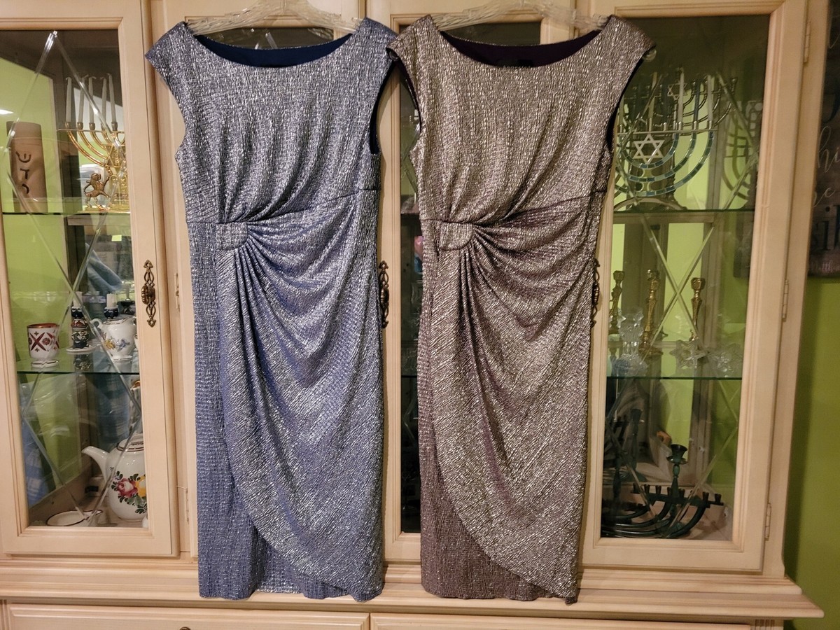 Connected Apparel Lisa dresses 6 solid metallic blue silver purple pewter gold Connected Apparel Lisa dresses 6 solid metallic blue silver purple pewter gold