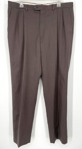 Ermenegildo Zegna, Ermenegildo Zegna Men's 36x34 dress suit pants brown 100% Wool pleat by Gritti