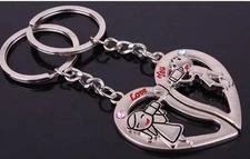 Sweet Heart Lover Couple Key Chain Ring with Boy and Girl Calling Each Other KC3