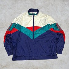 Vintage 90s Adidas Track Jacket Windbreaker Shell Suit Men’s 2XL Navy Green Red