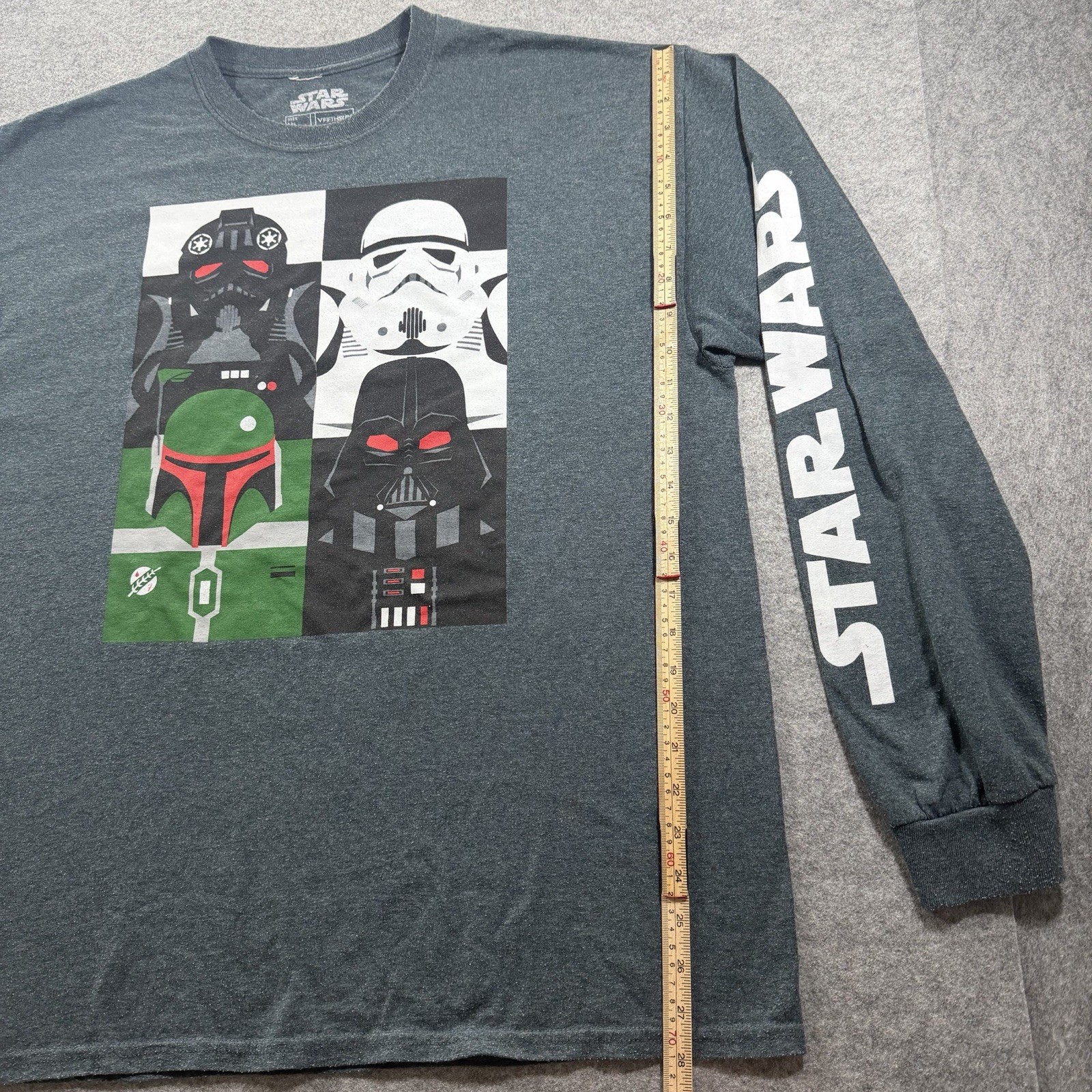 Star Wars Shirt Mens XL Gray Darth Vader Boba Fett Long Sleeve Sci Fi Graphic thumbnail 6