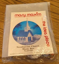 New Vintage MARY MAXIM Musical Needlepoint White Church Kit #27103 Sealed
