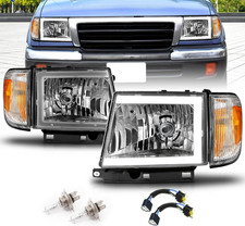 for 1997-2000 Toyota Tacoma 2WD Pickup LED Tube Chrome Reaplcement Headlights