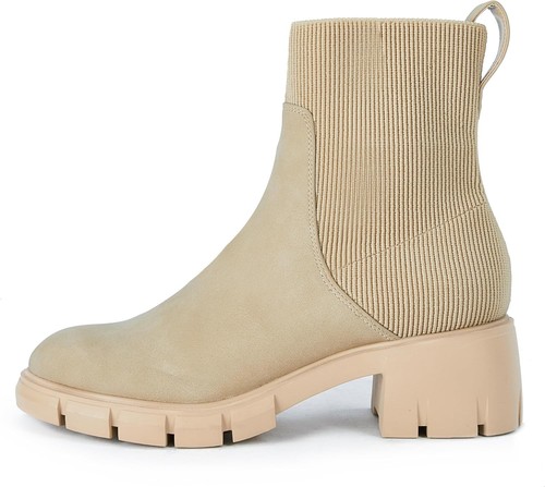 DREAM PAIRS Vrouwen Elastische Chelsea Enkellaarzen Platform Lage Chunky Blok Hak Lug Sole Slip-on Herfst Hakken Booties Schoenen, Zwart, 5