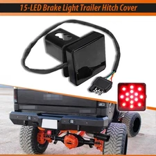 Smoked 15-LED Brake Light DRL Trailer Hitch Cover Fit 2" Towing & Hauling New