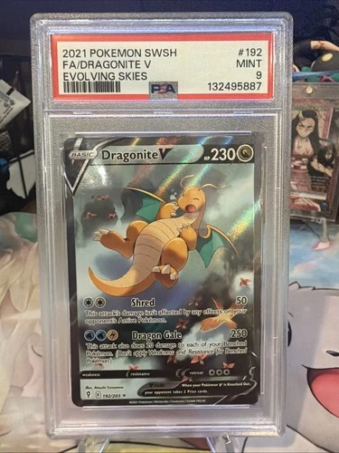 2021 POKEMON DRAGONITE V FULL ART EVOLVING SKIES SWSH  #192 PSA 9 Regrade