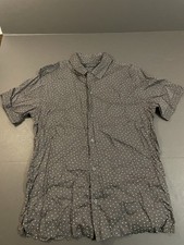 AllSaints Short Sleeve Shirt Mens Small Black Relaxed Fit Floral Button Down