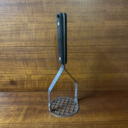 Vintage Flint Arrowhead Stainless Steel Potato Masher Black Handle USA Made
