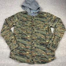 Modern Amusement Tiger Camo Jacket Hooded Shirt Mens Small Green Urban Grunge