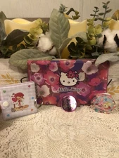 Vintage Hello Kitty Sanrio Cute Retro Checkbook Cover Hair Clip Keychain Book