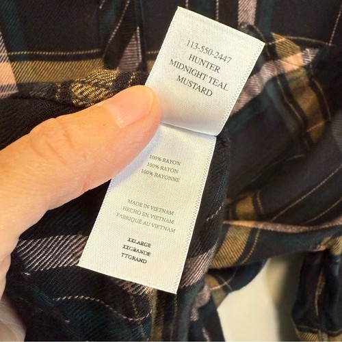 RAILS Hunter Plaid Button Up Top Shirt Midnight Teal Mustard XXL - Picture 8 of 9
