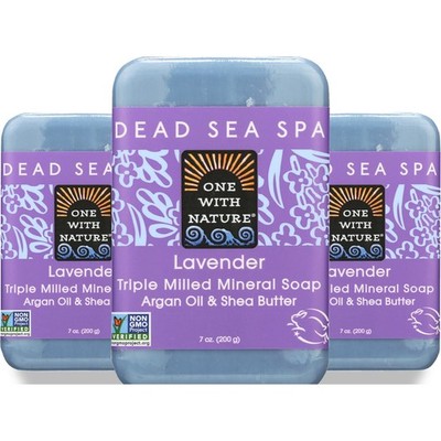 One With Nature Dead Sea Spa Lavender Triple Milled Mineral Soap 7 Oz 3 Pack
